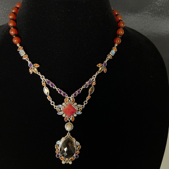 🦋NICKY BUTLER RAJ LIMITED EDITION Carnelian Smokey Topaz Necklace VINTAGE NB - Picture 7 of 16